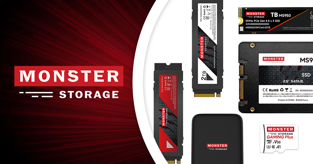 Monster Storage 内蔵SSD 4TB PS5確認 ヒートシンク付き Monster Storage(モンスターストレージ) ヒートシンク搭載 内蔵